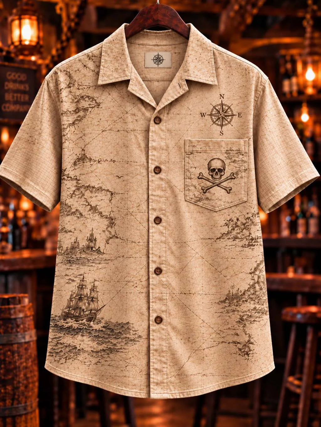 Vintage Nautical Map Pirate Shirt 🗺️