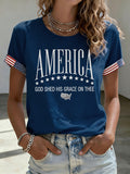 Women'S Casual American Patriotic Printed T-Shirt