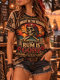 💀 "The Rum Is Gone" Jolly Roger Pirate Beach Sunset T-Shirt