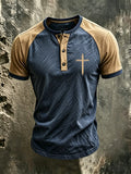 Men'S Faith Cross Splicing Henry Top