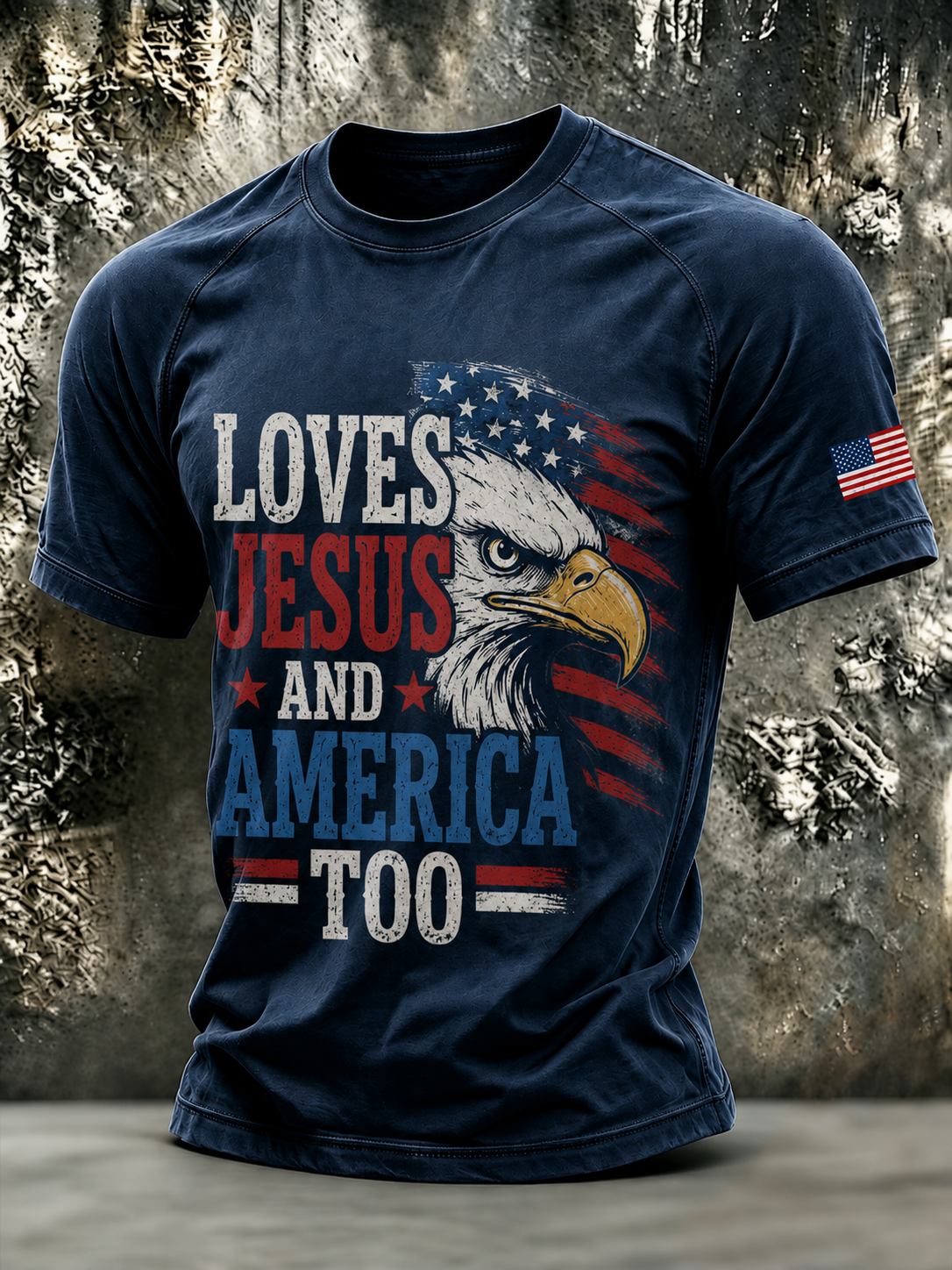 Men'S Loves Jesus And America Too Printed T-Shirt