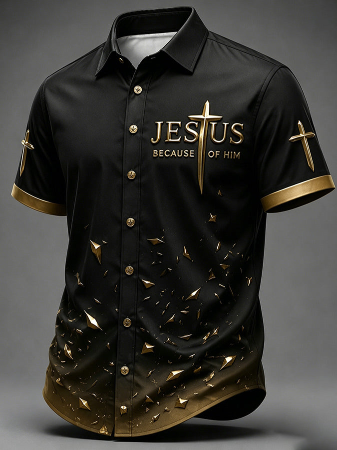 Men's Faith Cross Printed Casual Shirt