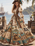 Elegant Women's Pirate Art Print Dress