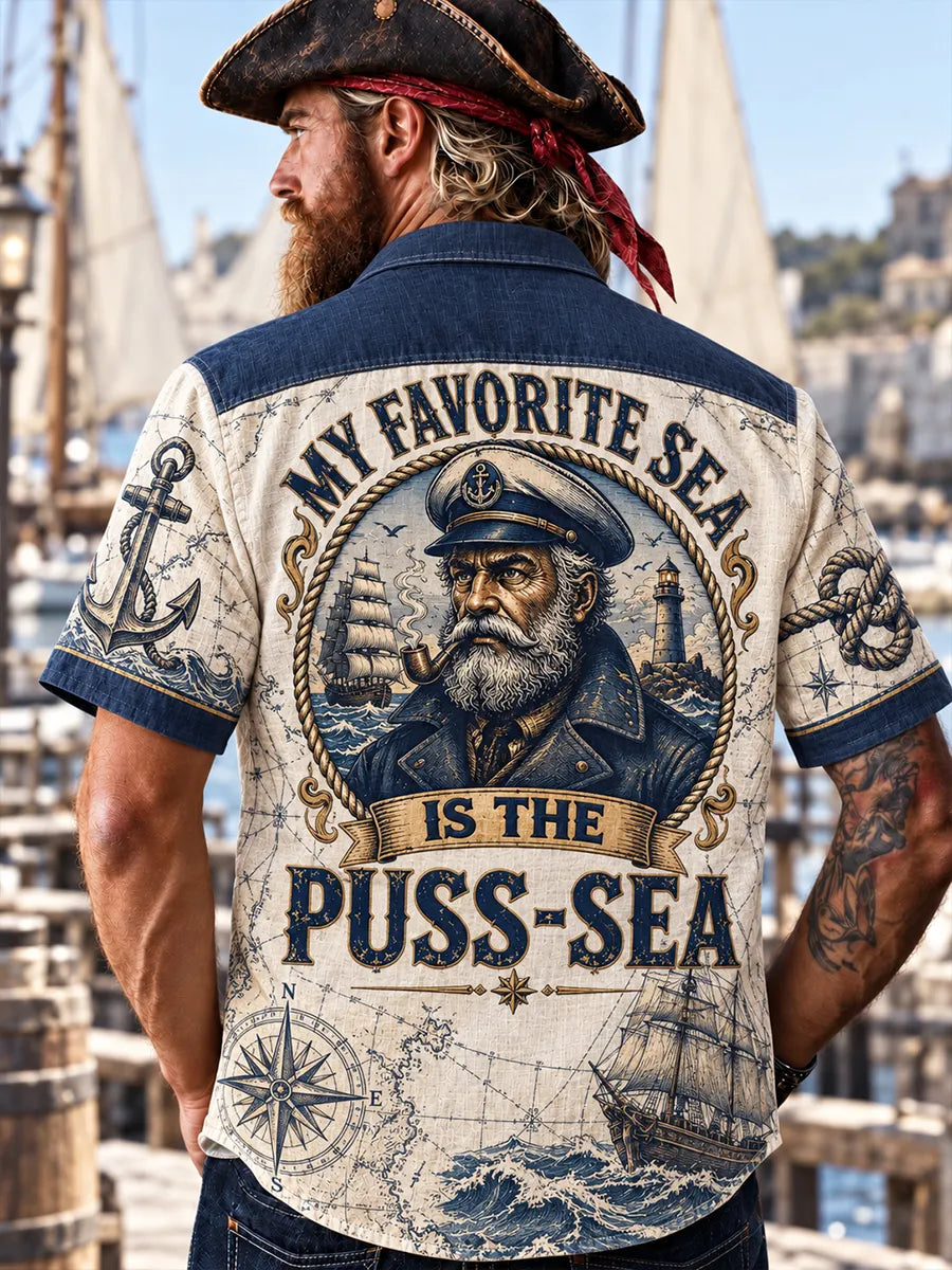 ⚓ "My Favorite Sea Is The Puss-Sea" Vintage Captain Shirt