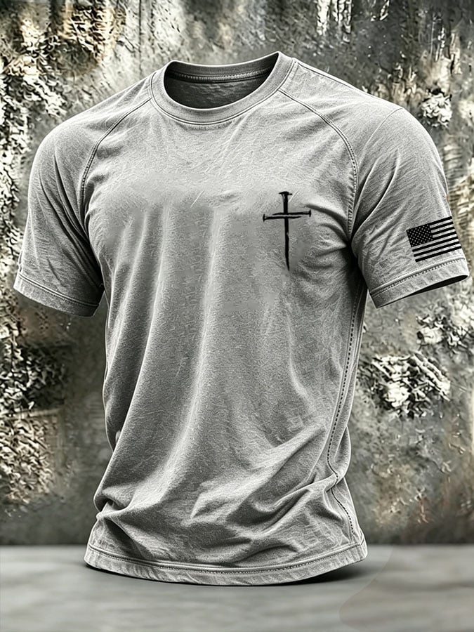 Men's Retro Faith Print Short-Sleeve T-Shirt