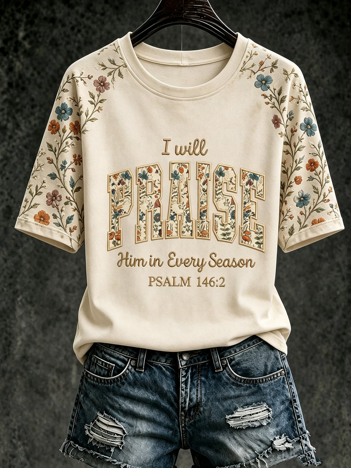 Women's 'I Will Praise Him In Every Season' Printed Casual T-Shirt