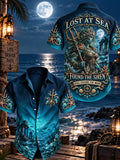 Men’s Vintage “LOST AT SEA · FOUND THE SIREN” Printed Short Sleeve Shirt