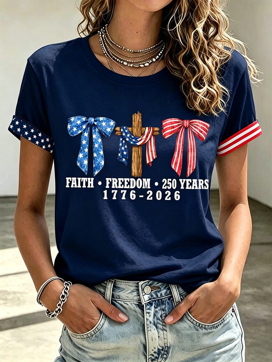250Th Anniversary Commemorative Faith Printed Round Neck Top In The United States