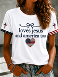 Women'S Love Jesus And America Too Printed T-Shirt