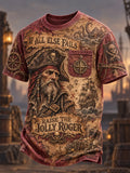 Jolly Roger Vintage Pirate Print Short Sleeve T-shirt
