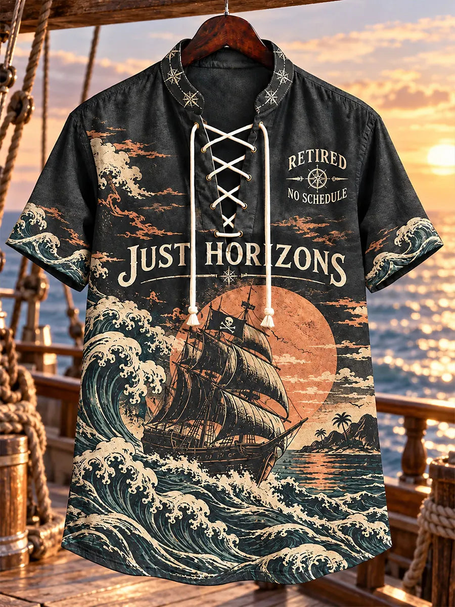 Retired Pirate Just Horizons Men's Vintage Nautical Shirt