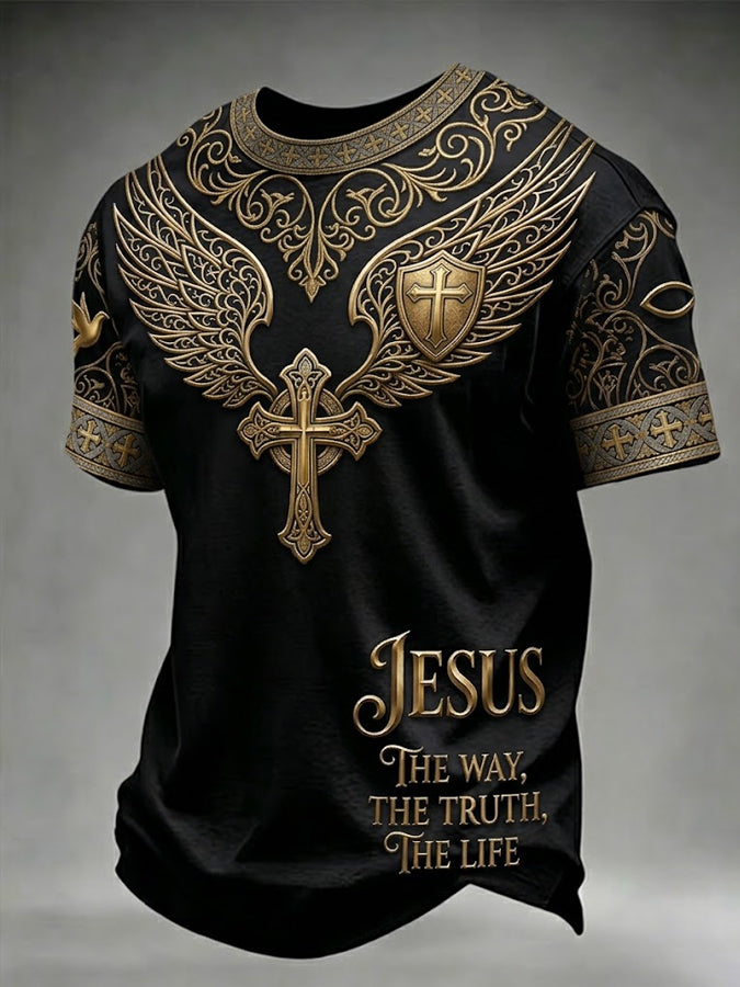 Men's Religious Beliefs Printed Casual T-shirt