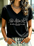 Women's Beach Vacation And Leisure Sea Turtle Be Still And Know That I Am God Faith Printed T-Shirt