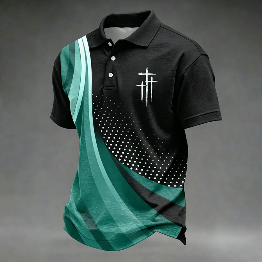 Men's Faith Printed Casual Art Line Collar Knitted Top