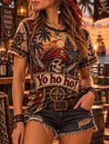 🏴‍☠️ 🦜 Yo Ho Ho Pirate Skull Cutlass Sword 🧭 Vintage Nautical Women's T-Shirt