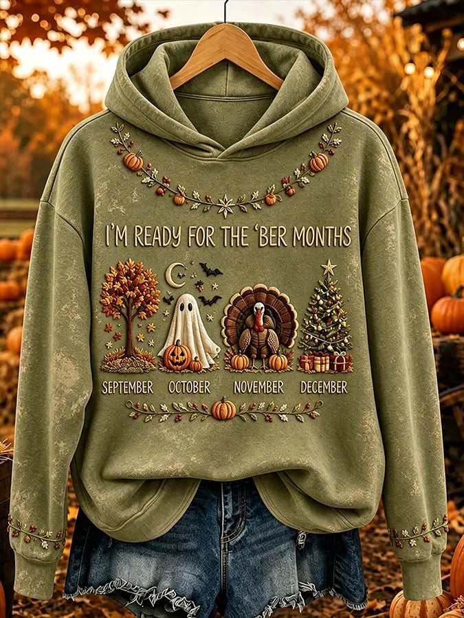 I'M Ready For Ber Month In Women'S Fashion! Printed Long-Sleeved Top