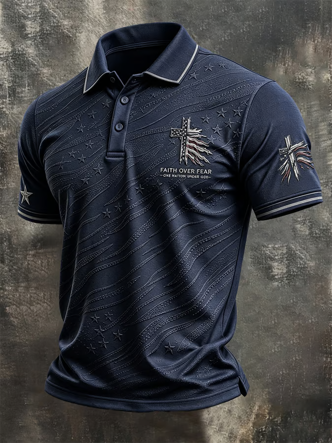 Men's Retro Western Faith Print POLO