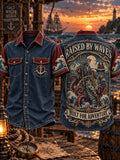 Men’s Vintage Old Salt Pirate Printed Short Sleeve Shirt