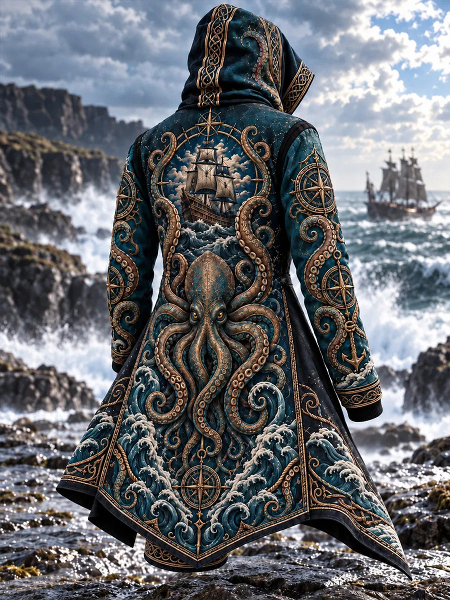 🐙 Kraken Tentacles & Ocean Storm Nautical Coat