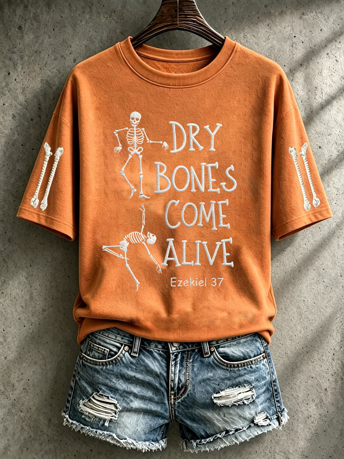 Women's Halloween Faith Lover Dry Bones Come Alive Printed T-shirt