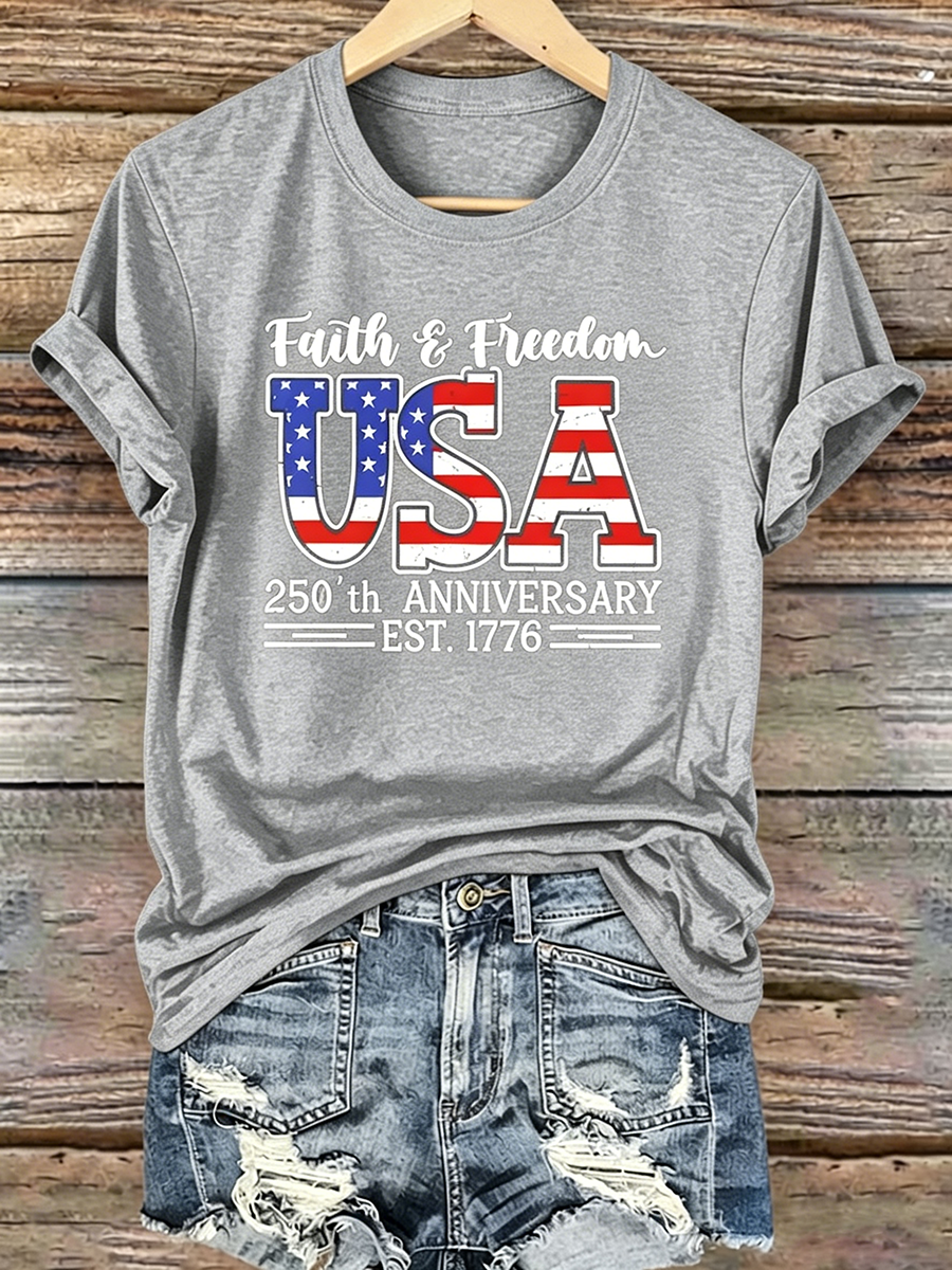 250Th Anniversary Commemorative Faith Printed Round Neck Top In The United States