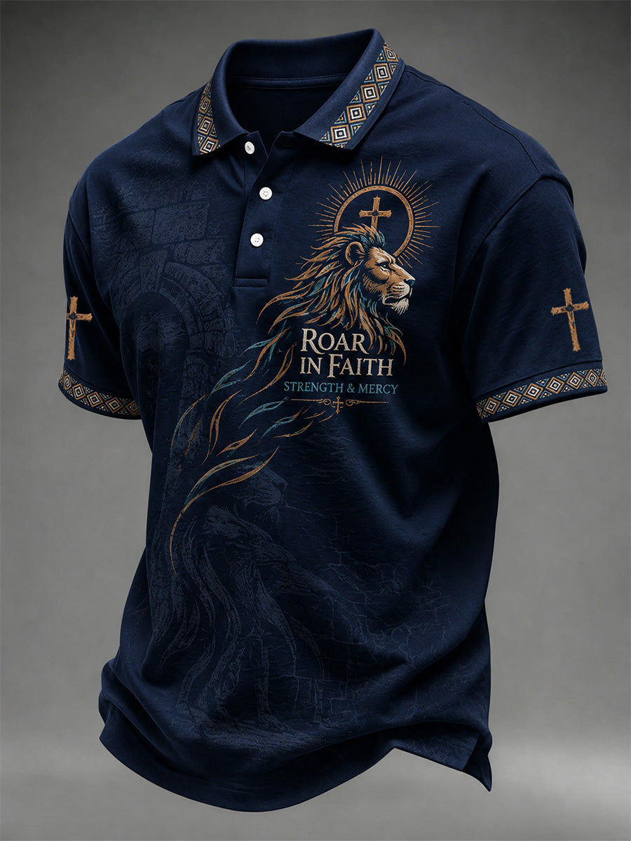 Men'S Faith Printed Casual Lapel POLO
