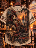 🏴‍☠️ 🥃 Enemy Is No Longer The Navy Just A Hangover 🦜 Skeleton Pirate Bar Sunset T-Shirt
