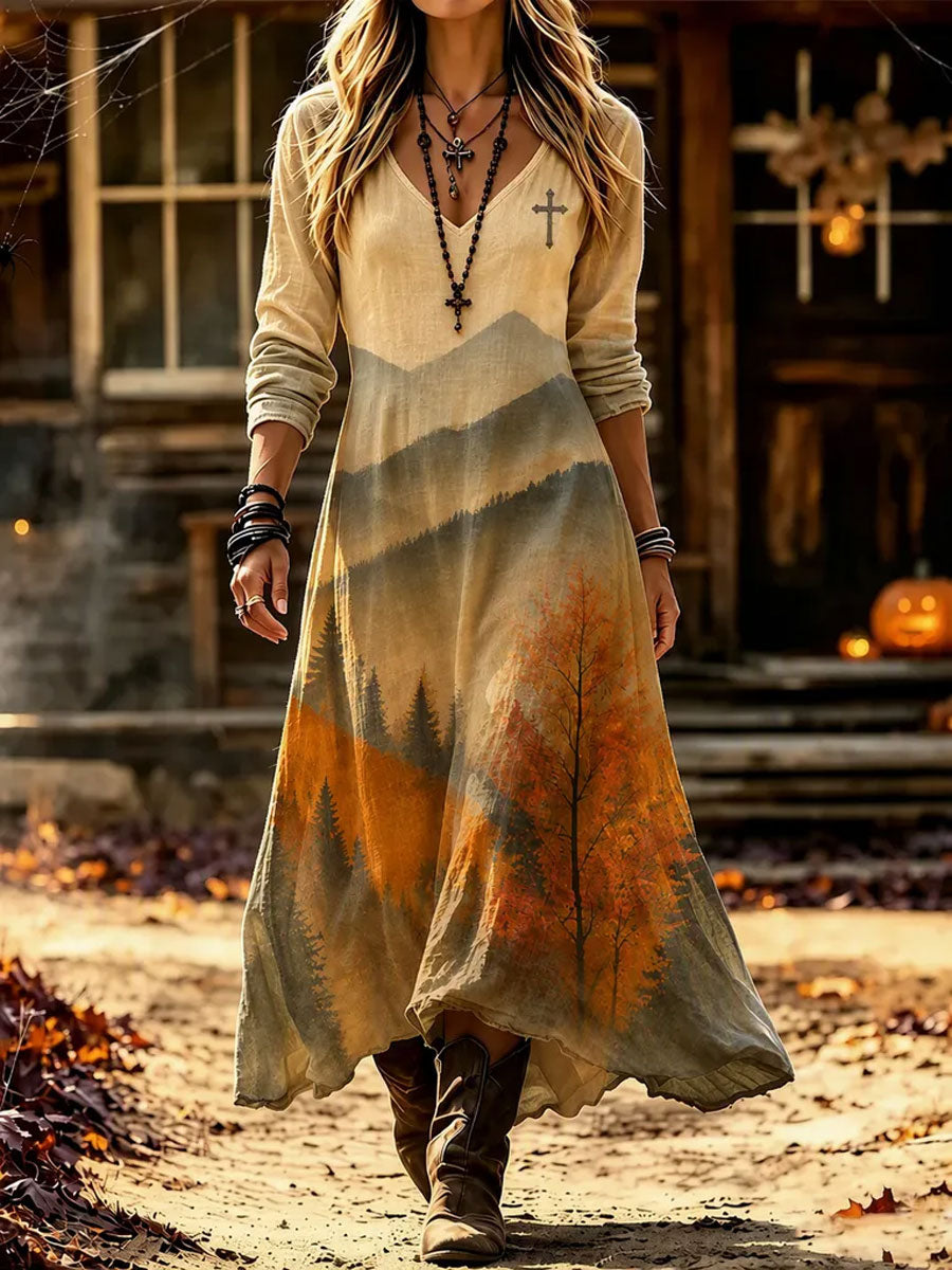 Women's Fall Pattern Casual Dress