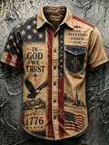 Men's patriotic belief art printed casual shirt