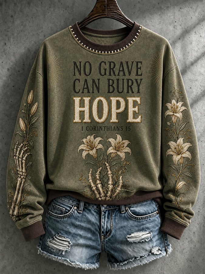Women's Vintage-Style Halloween Faith-Print Sweatshirt