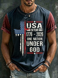 USA Independence Day “Faith” Print Men's Casual T-Shirt