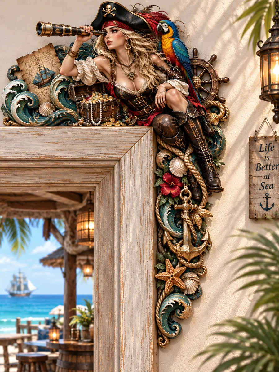 Pirate Queen Wooden Door Corner Decor
