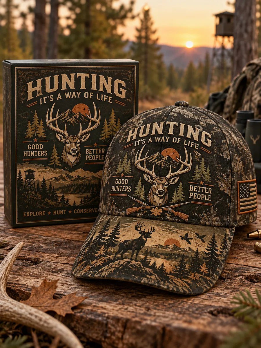 Vintage Hunting Culture Print Baseball Cap