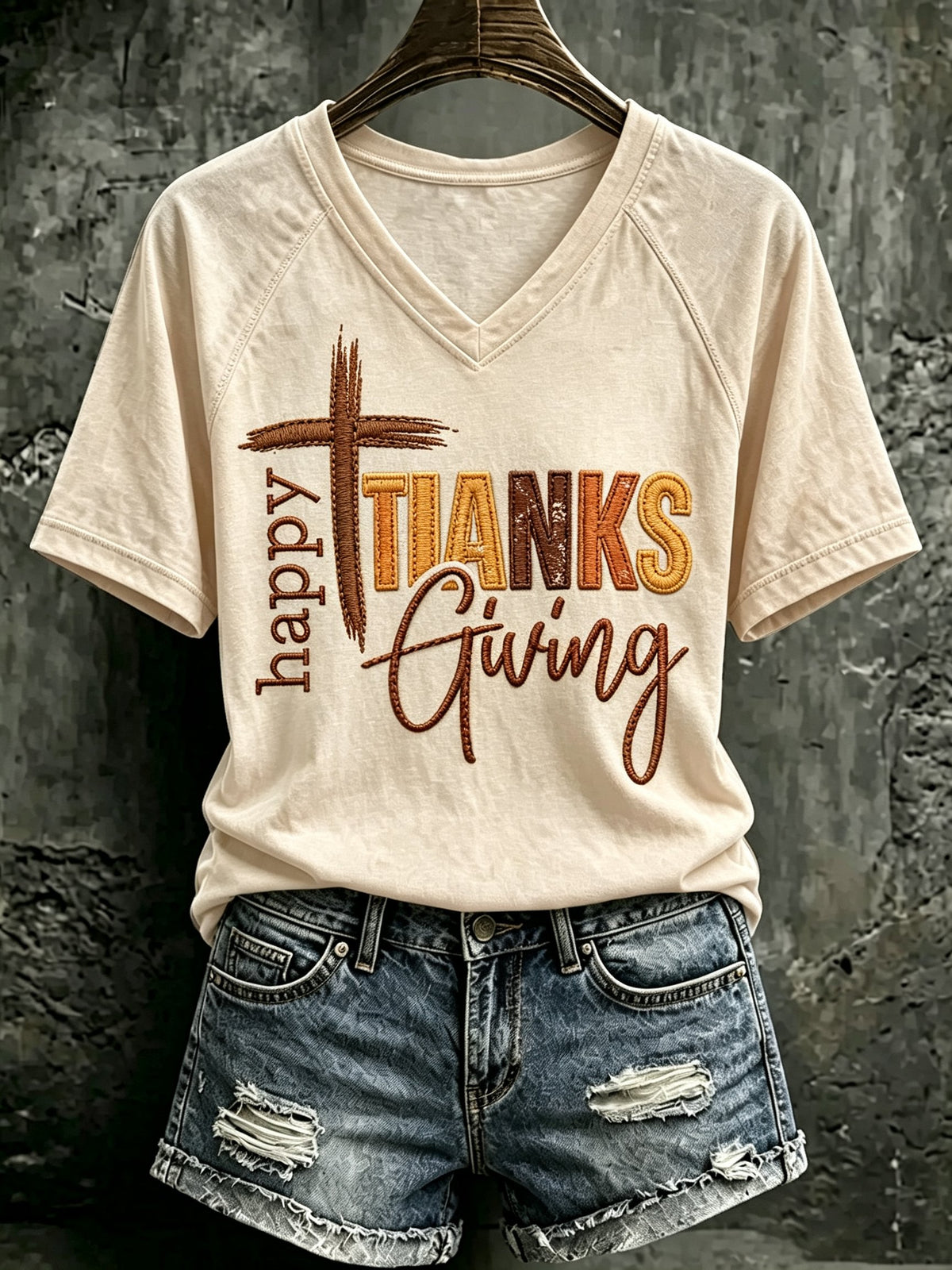 Women's Thanksgiving Print Casual T-shirt