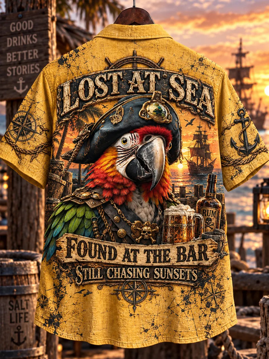 Men's "LOST AT SEA FOUND AT THE BAR STILL CHASING SUNSETS" Print Shirt