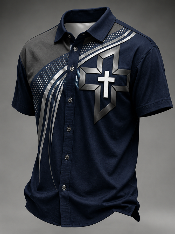 Men's Faith Cross Printed Casual Shirt