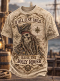 Jolly Roger Vintage Pirate Print Short Sleeve T-shirt