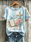 Women's faith element pattern printed casual short-sleeve T-shirt