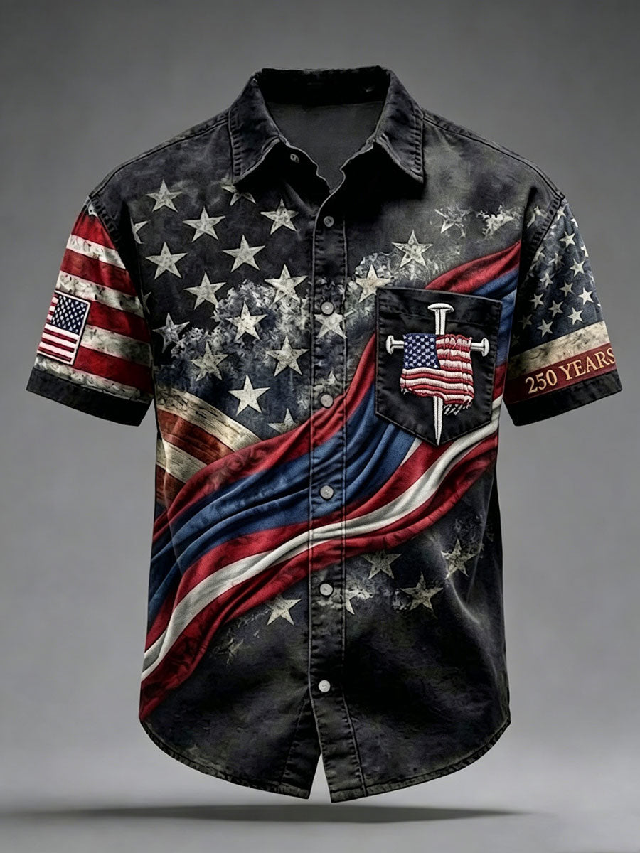 Men's Retro American 250th Anniversary Short-Sleeved Shirt