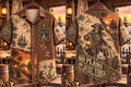 Pirate Treasure Map Patchwork Vintage Men’s Short Sleeve Shirt