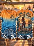 Women's Retro Pirate Salty Girl Art Print T-Shirt
