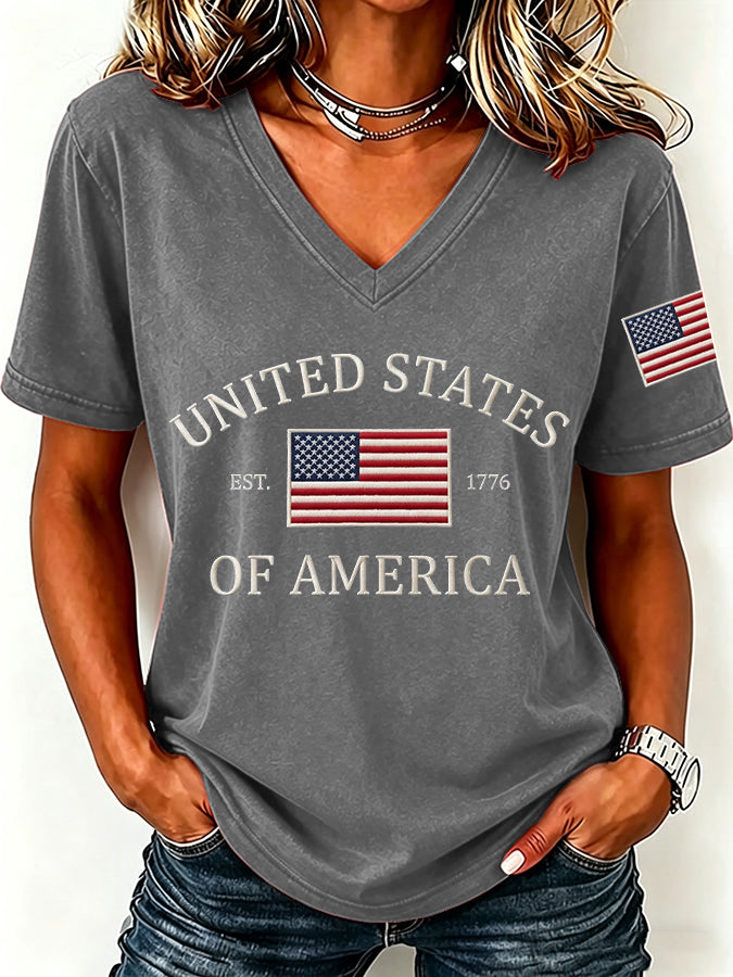 Women'S United States Of America Print Printed T-Shirt