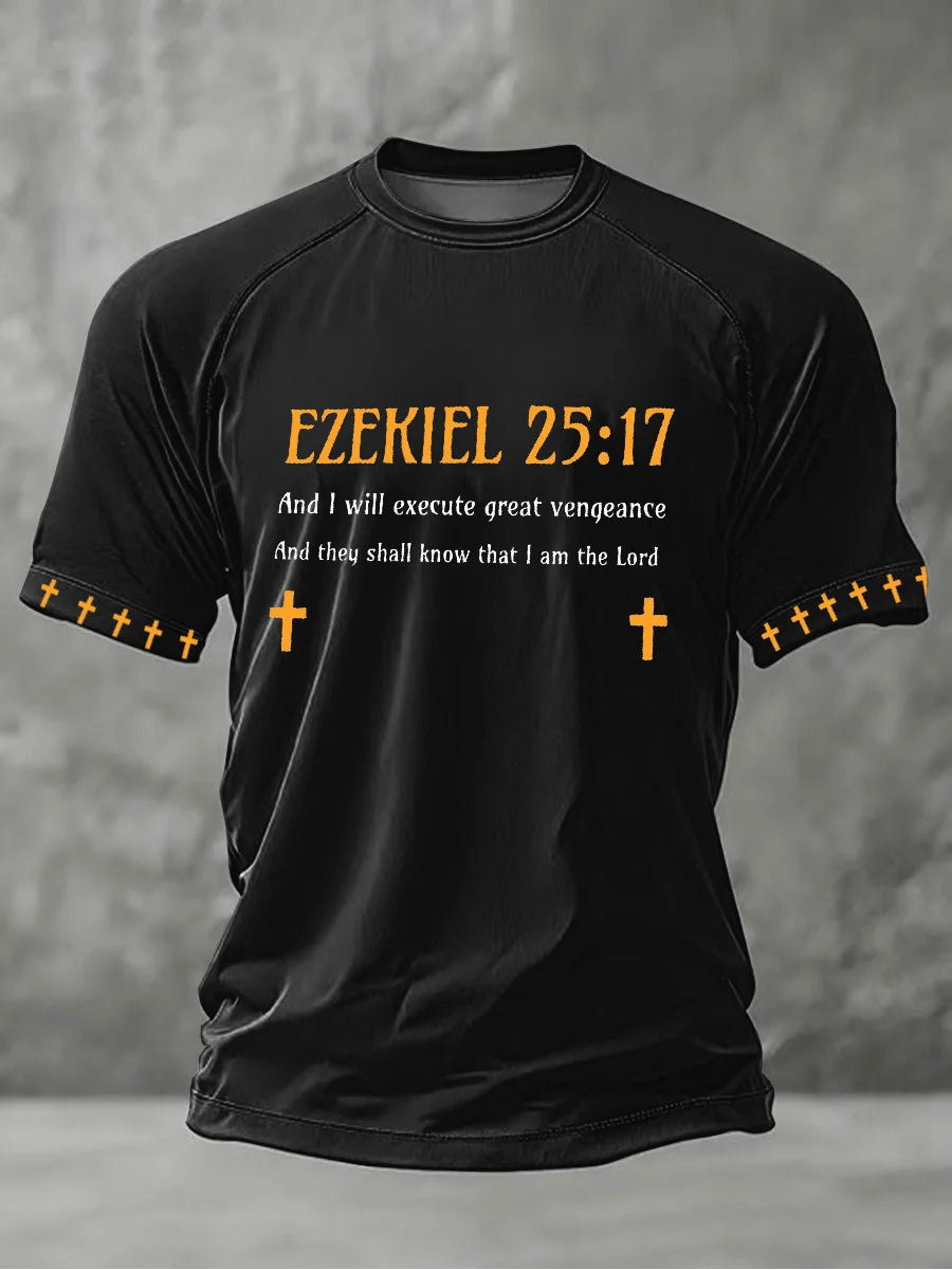 Men's Christian Jesus Cross Print Short Sleeve T-shirt