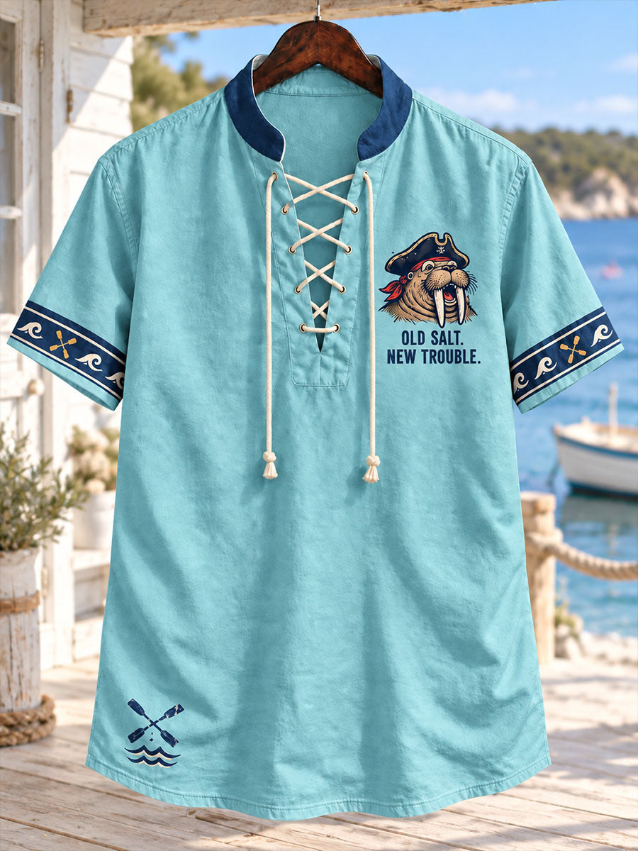 Old Salt, New Trouble Walrus Men’s Coastal Lace-Up Shirt
