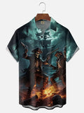 Moisture-wicking Ocean Pirate Ship Skull Pirate Chest Pocket Casual Shirt