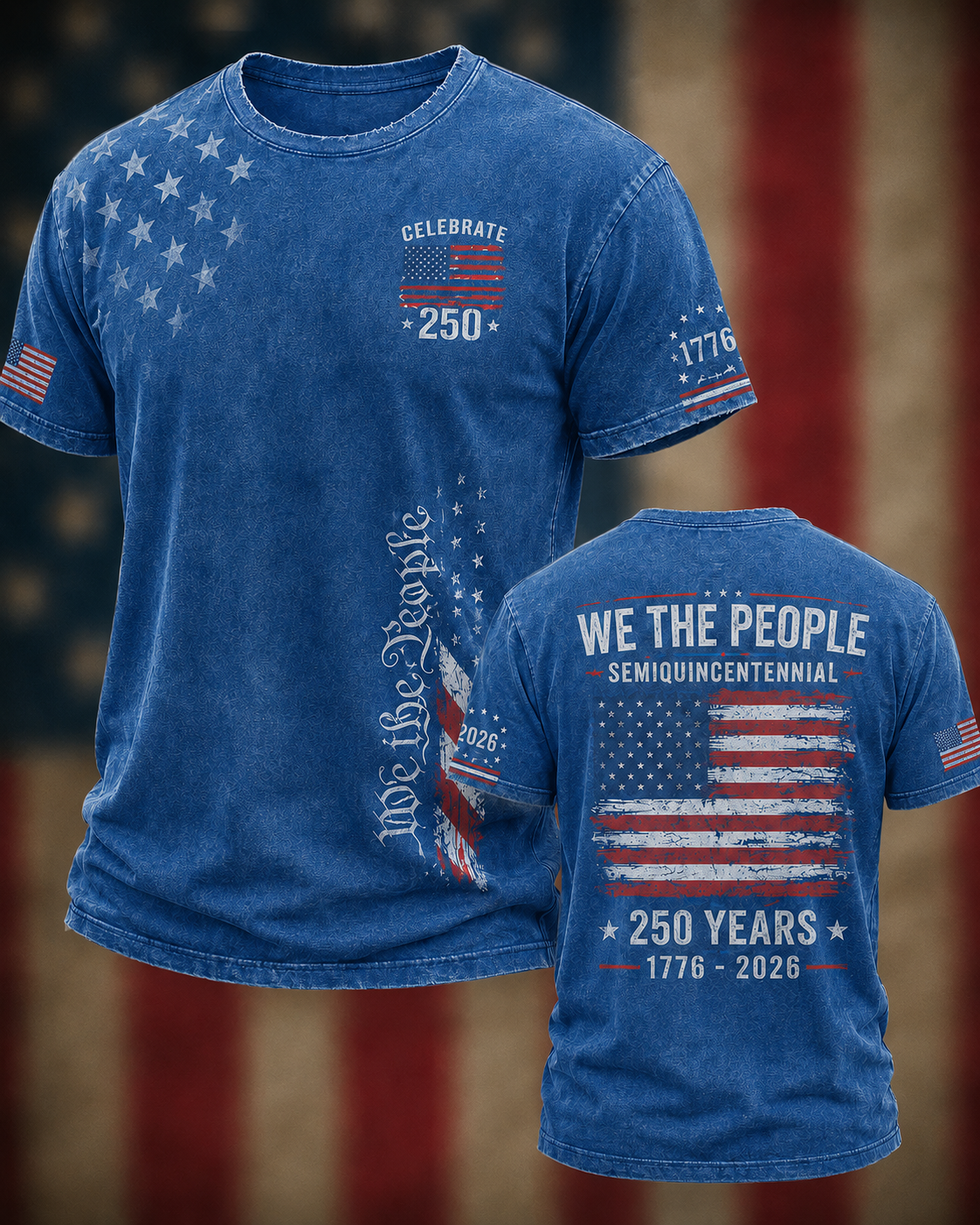Men'S Casual 250Th Anniversary Commemorative Printed T-Shirt For The Founding Of The United States