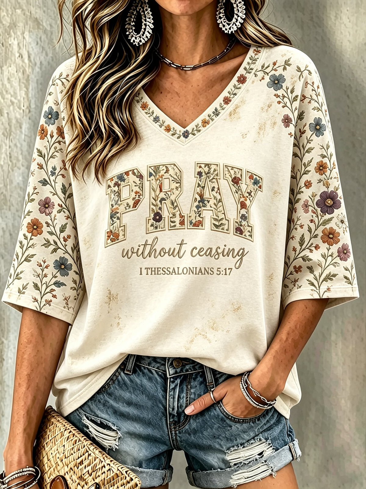 Women’s 'Pray Without Ceasing' Printed Casual T-Shirt