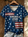 Women's Independence Day Casual Printed Short-Sleeve T-shirt