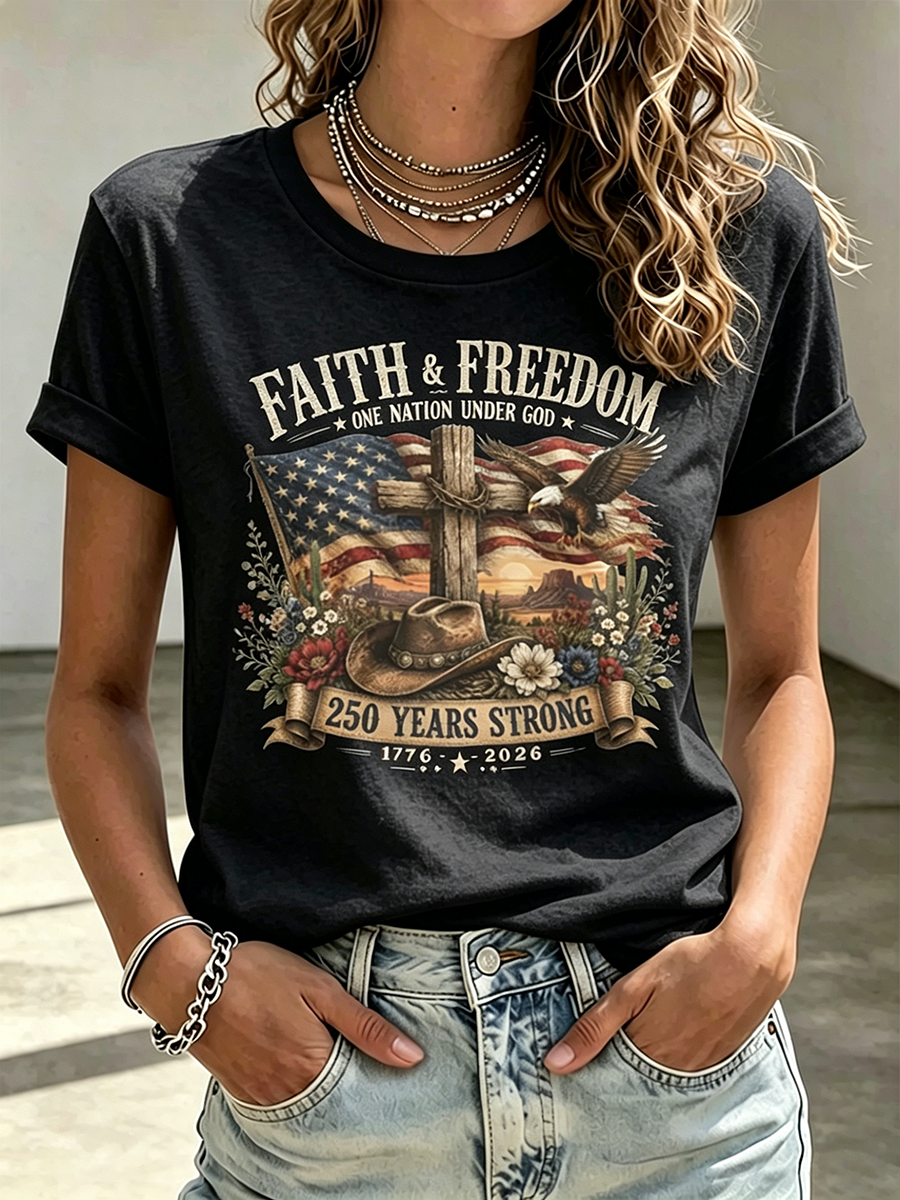 250Th Anniversary Commemorative Faith Printed Round Neck Top In The United States