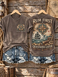 Women’s Vintage “Rum First, Questions Later” Nautical Washed T-Shirt